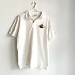 Vintage Universal Studios Florida White Embroidered Logo Golf Shirt M